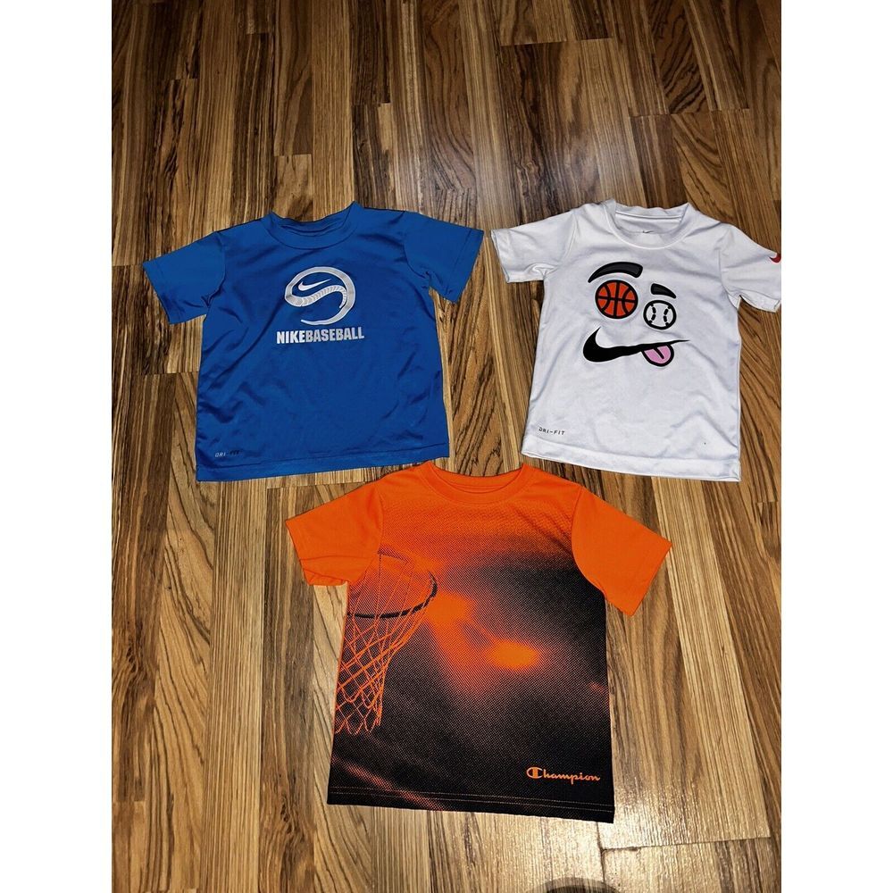 Nike Champion Boy's T-shirt Size 4 Graphic Tee Kids Lot Of‎ 3